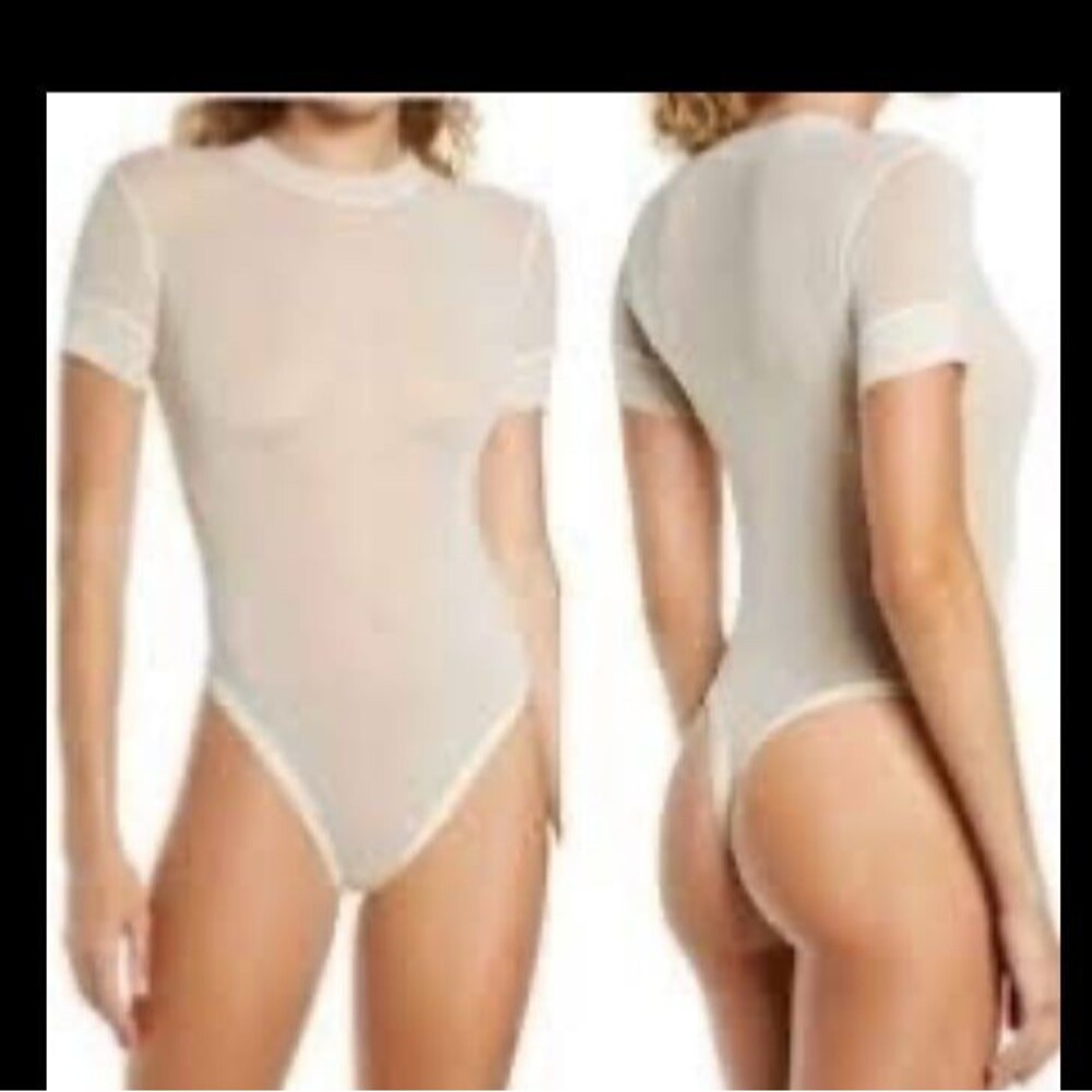 Skims Summer Mesh T-Shirt Bodysuit Bone